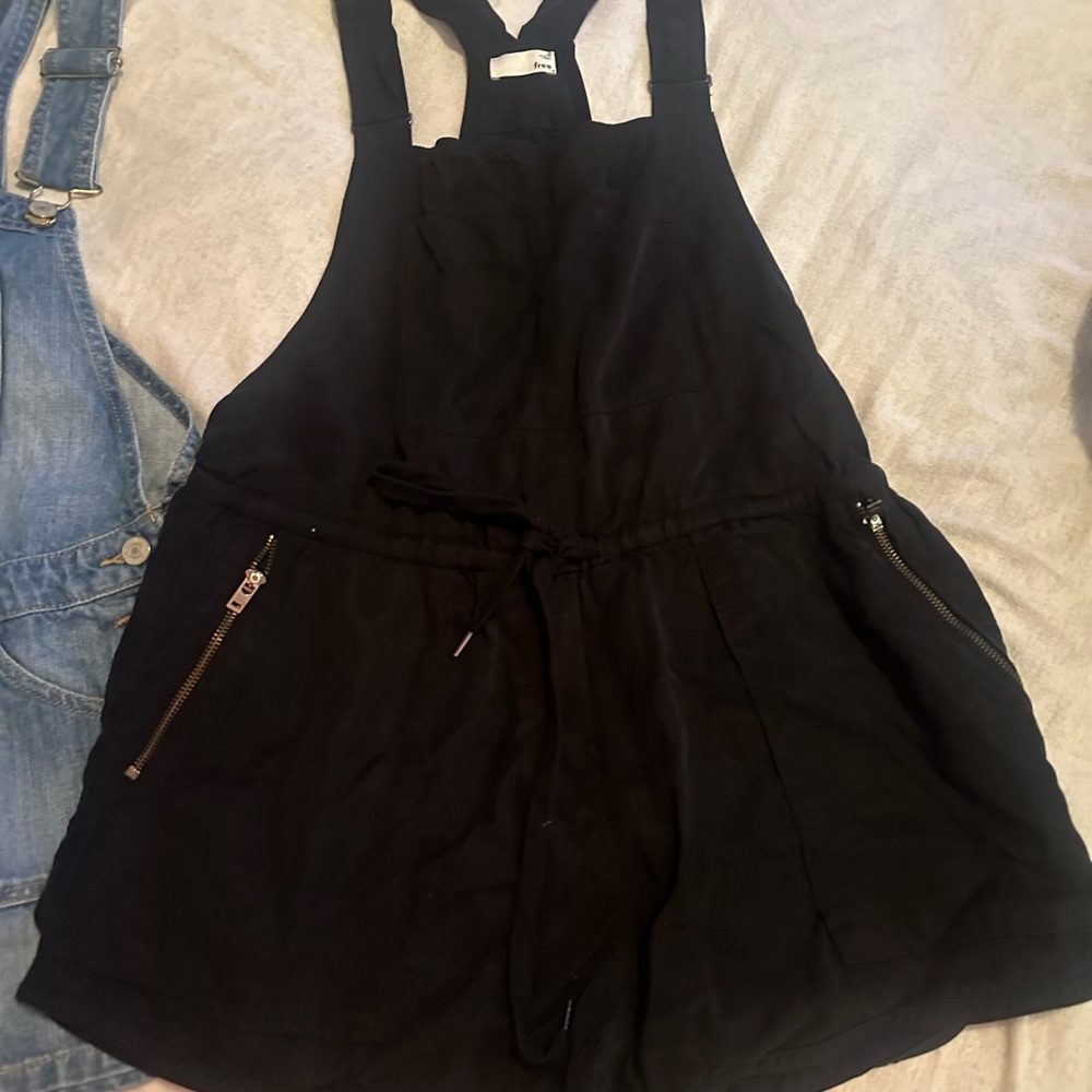 Wilfred Black Overall Romper with Zipper Pockets